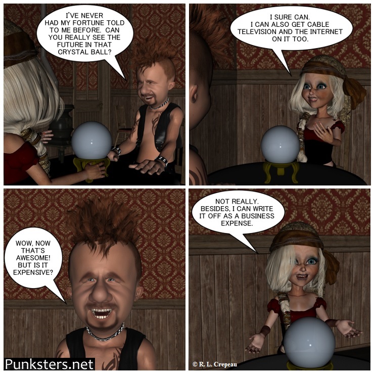 Punksters.net punk rock comic strip # 106 crystal ball joke