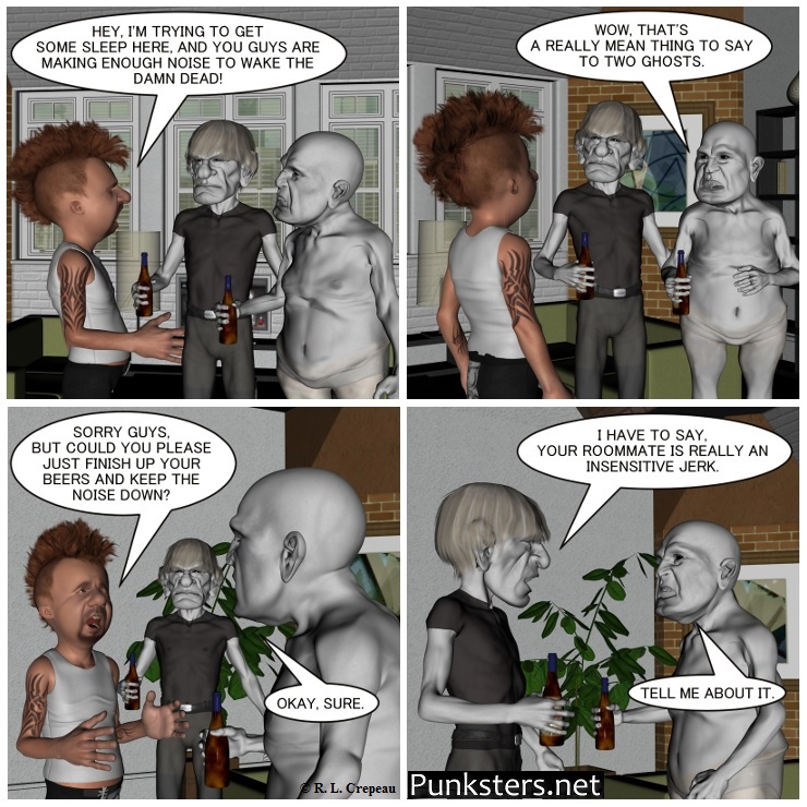 Punksters.net punk rock comic strip # 162 wake the dead joke