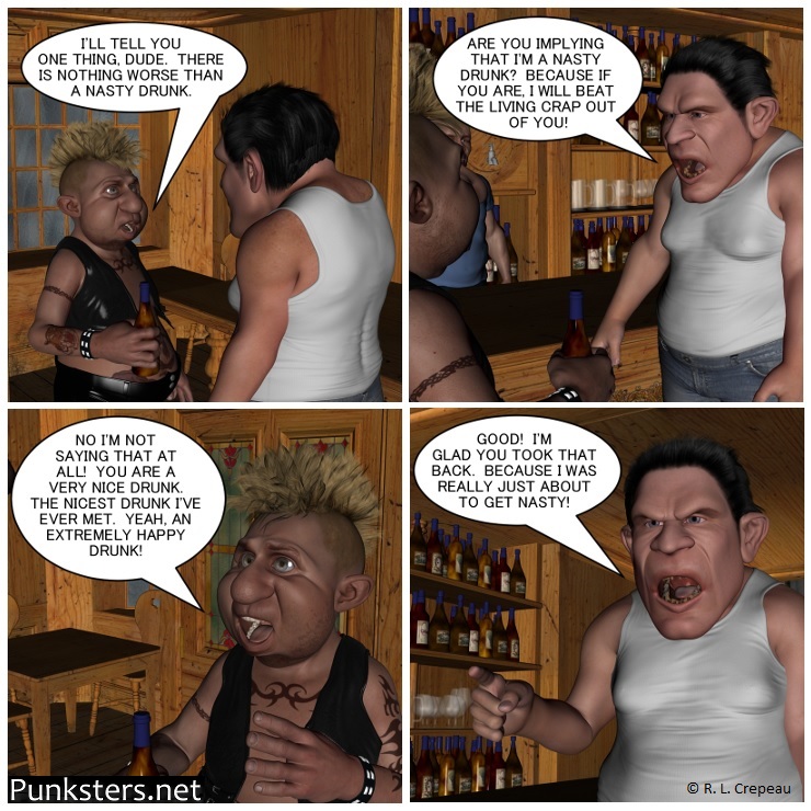 Punksters.net punk rock comic strip # 371 nasty drunk comic strip