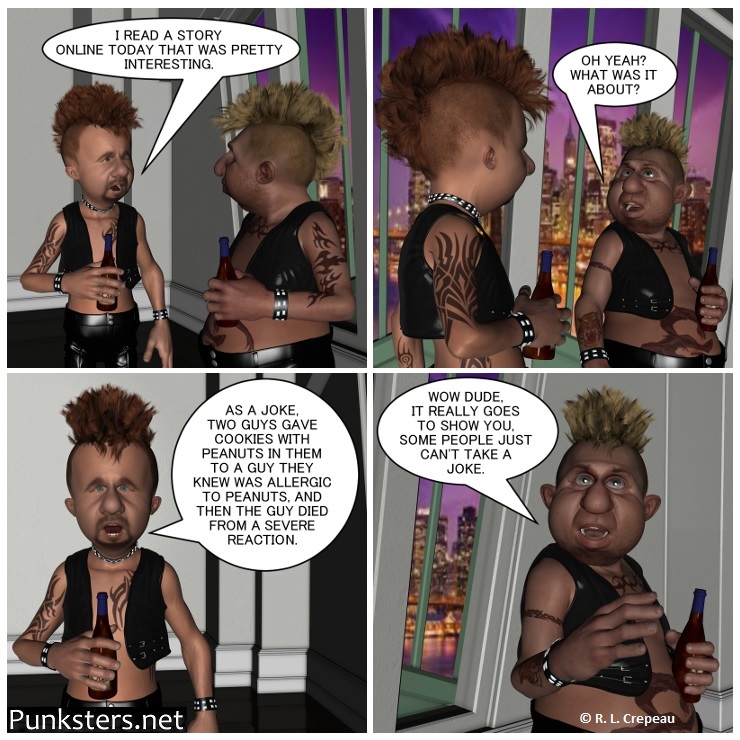 Punksters.net punk rock comic strip # 372 can't take a joke comic strip