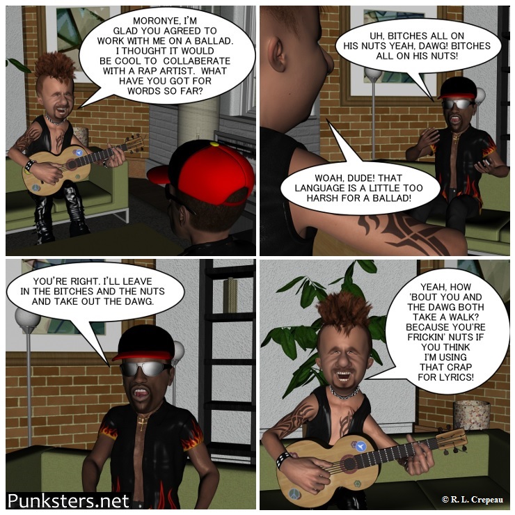 Punksters.net punk rock comic strip # 117 dog walkl joke