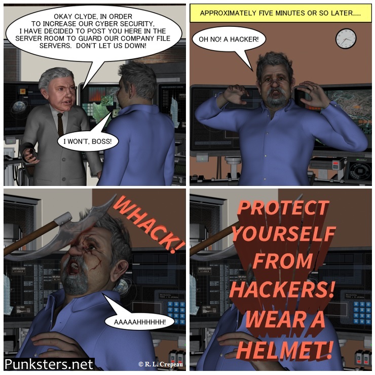 Punksters.net punk rock comic strip # 121 hacker joke