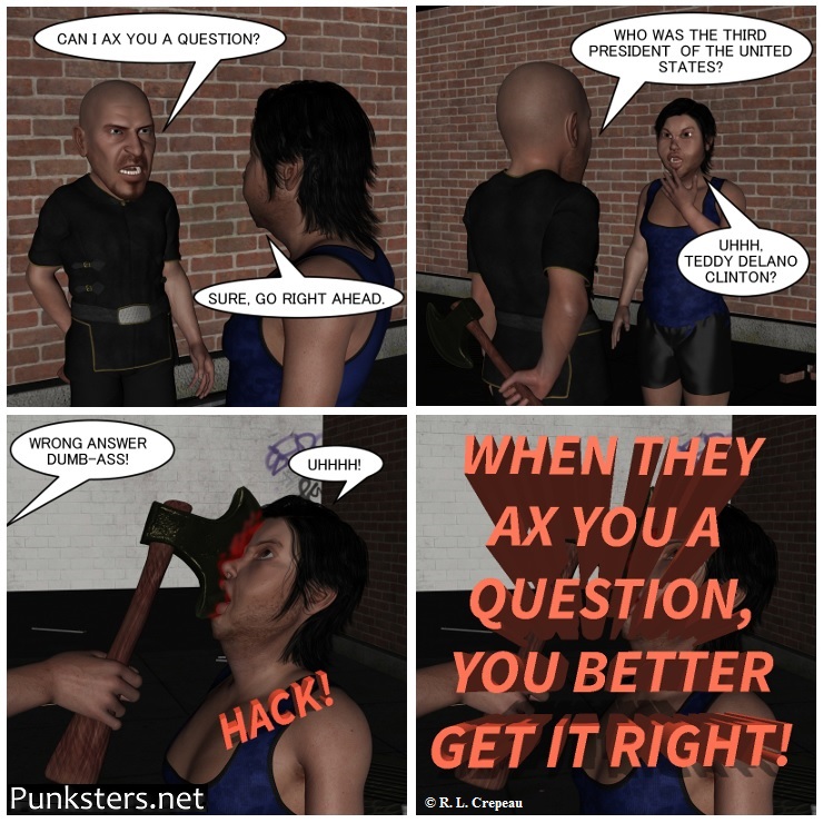 Punksters.net punk rock comic strip # 125 ax question joke