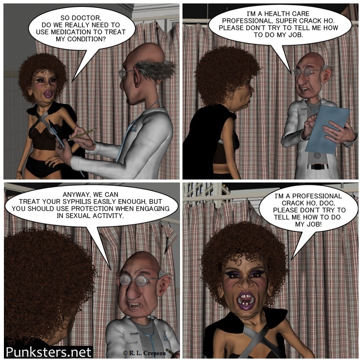 Punksters.net punk rock comic strip # 138 syphilis treatment  joke