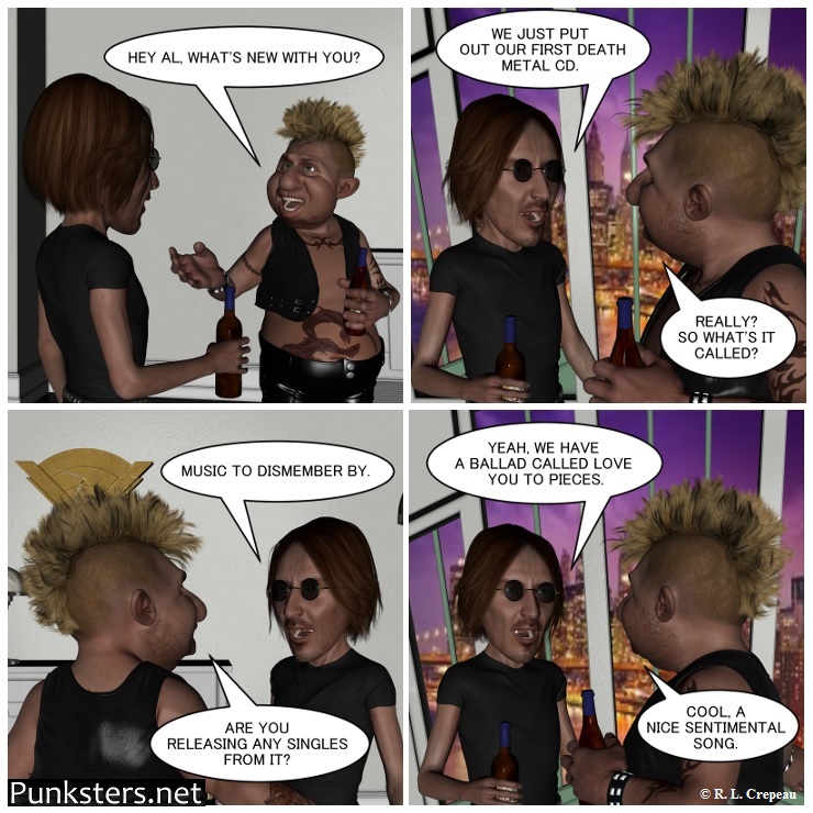 Punksters.net punk rock comic strip # 140 death metal ballad  joke