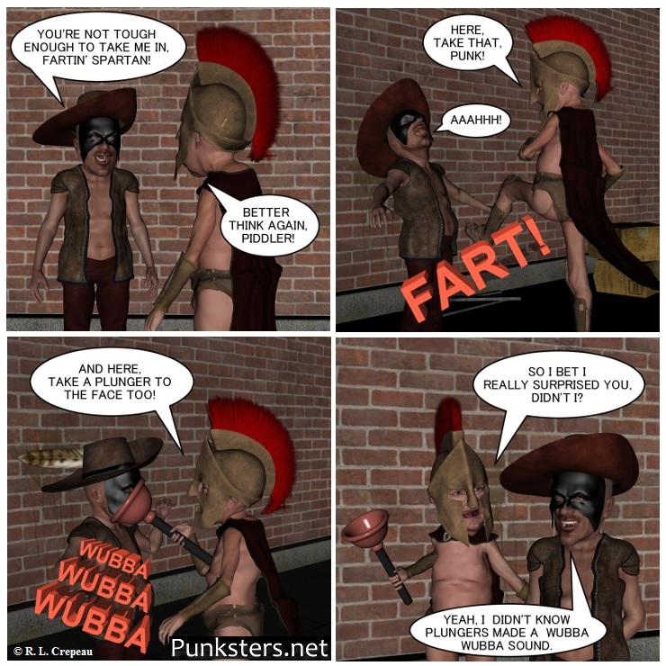 Punksters.net punk rock comic strip # 144 wubba plunger joke