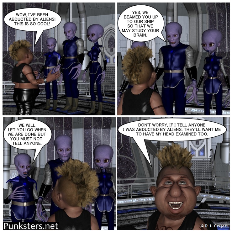 Punksters.net punk rock comic strip # 151alien abduction joke