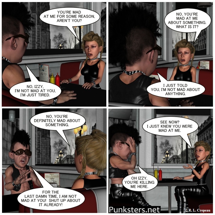 Punksters.net punk rock comic strip # 160 mad at me joke