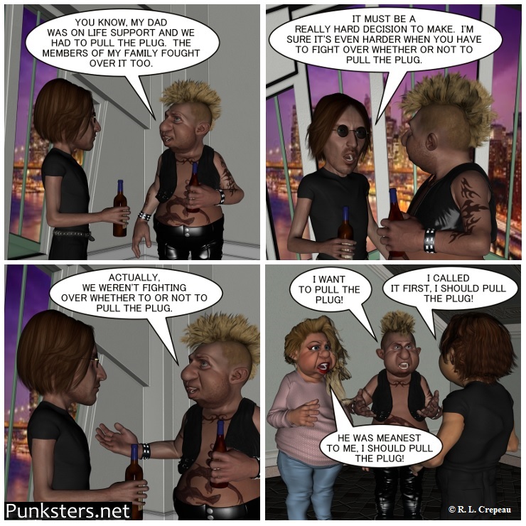 Punksters.net punk rock comic strip # 161 pull the plug joke