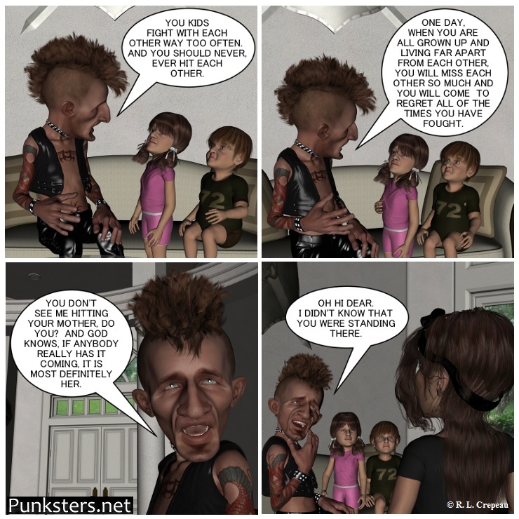 Punksters.net punk rock comic strip # 180 anti domestic violence joke