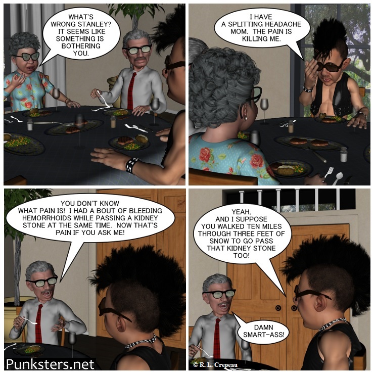 Punksters.net punk rock comic strip # 186 painful hemorrhoid   joke