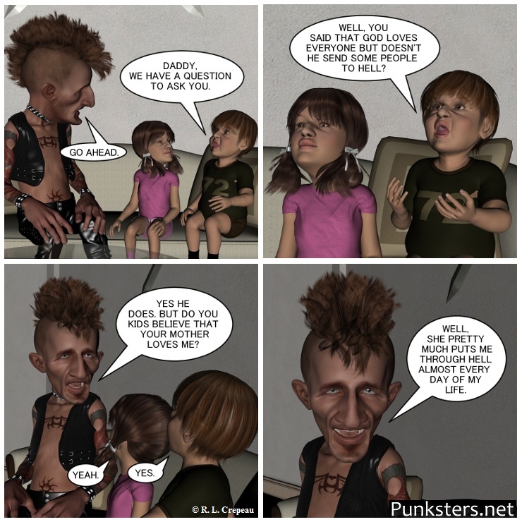 Punksters.net punk rock comic strip # 188  put through hell  joke