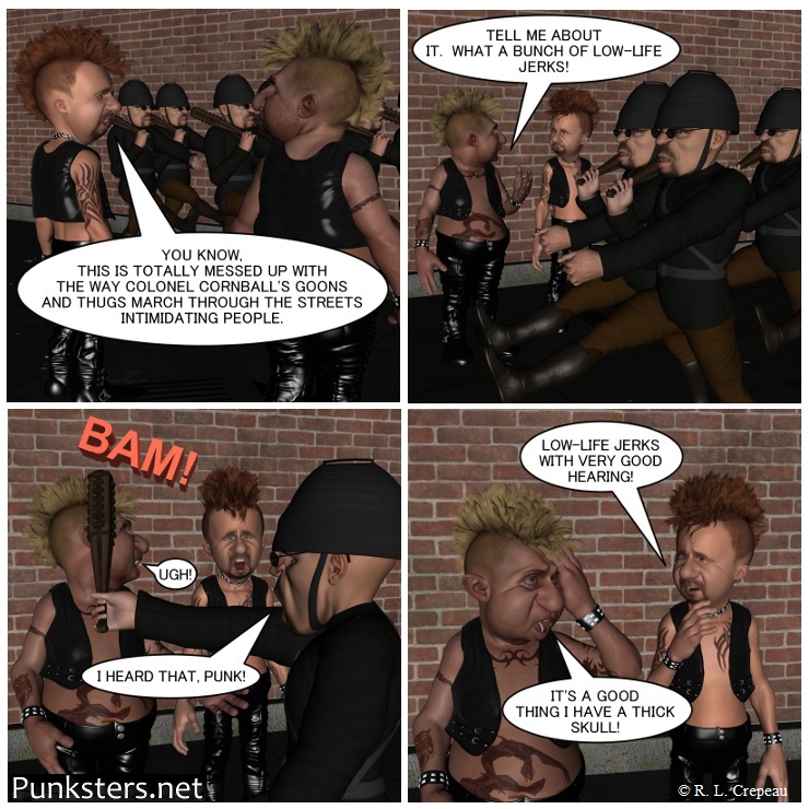 Punksters.net punk rock comic strip # 192 thick skull  joke