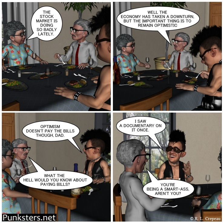 Punksters.net punk rock comic strip # 194 bill paying  joke