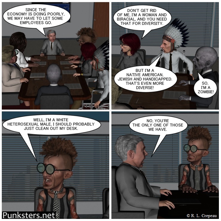 Punksters.net punk rock comic strip # 195 only white guy  joke