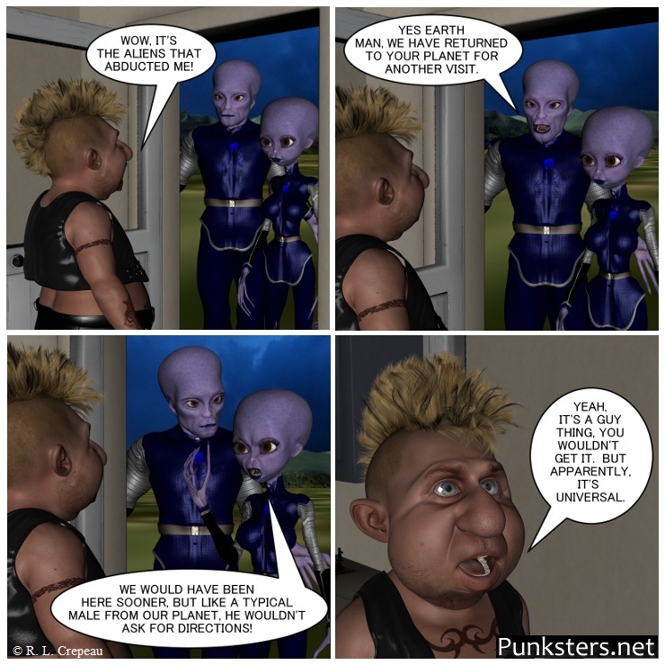 Punksters.net punk rock comic strip # 204 ask for directions joke