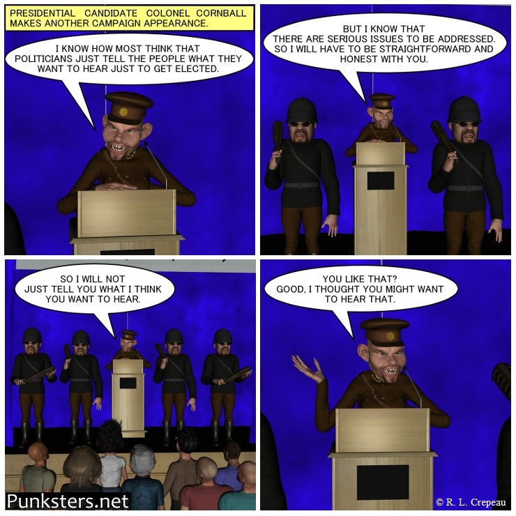 Punksters.net punk rock comic strip # 212 say what they want to hear joke