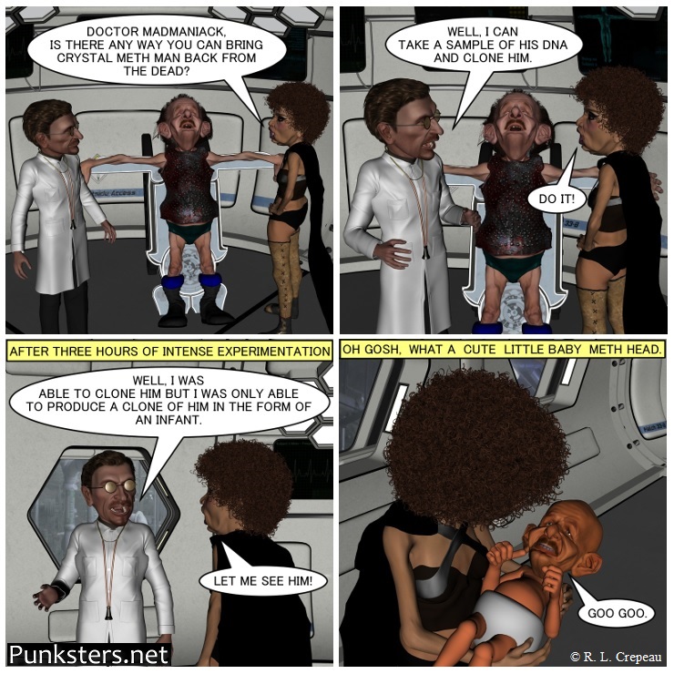 Punksters.net punk rock comic strip # 220 baby meth head joke