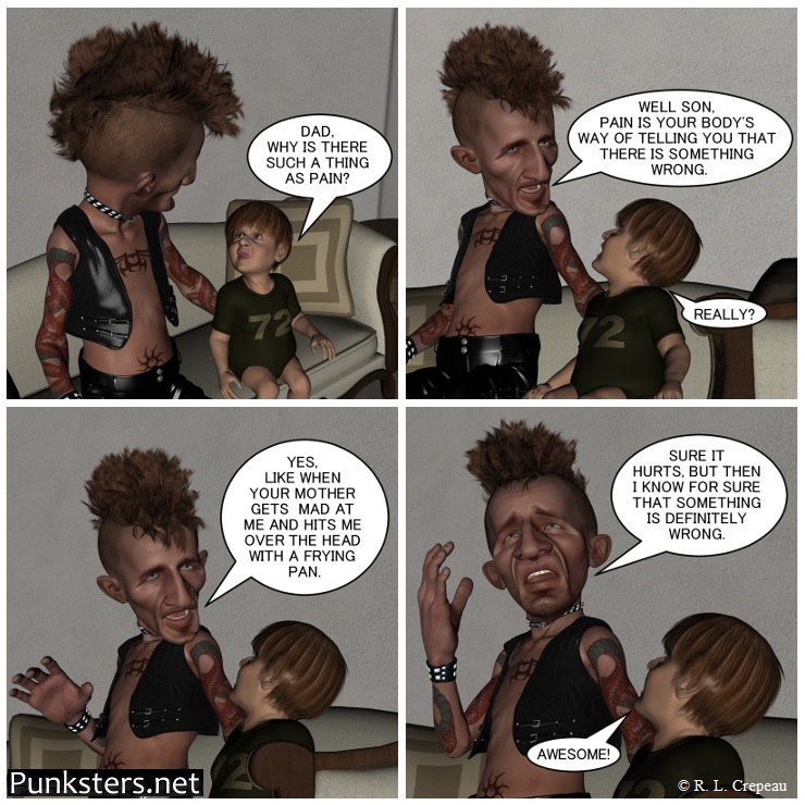 Punksters.net punk rock comic strip # 224 pain comic strip