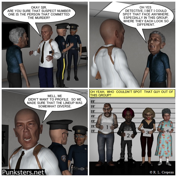 Punksters.net punk rock comic strip # 228 diversity police lineup comic strip