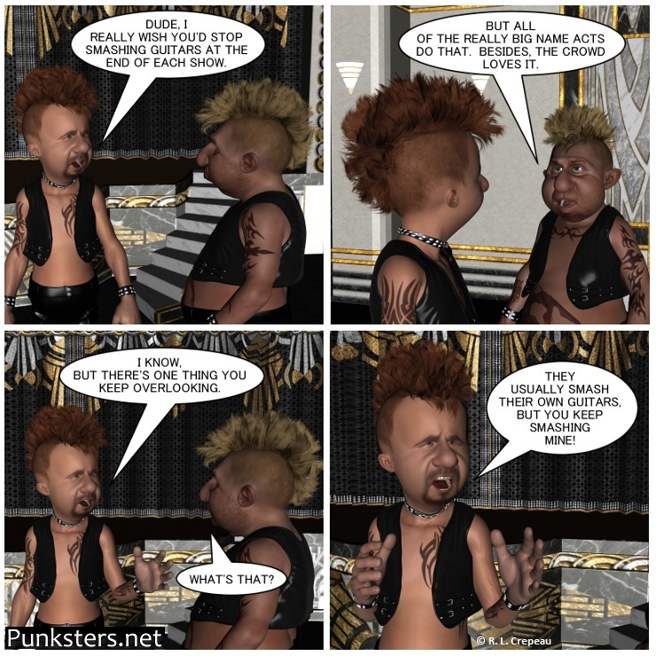 Punksters.net punk rock comic strip # 331 guitar smashing comic strip