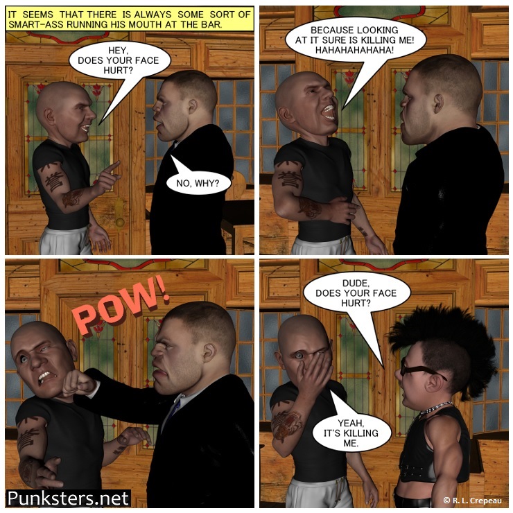 Punksters.net punk rock comic strip # 333 face hurt comic strip