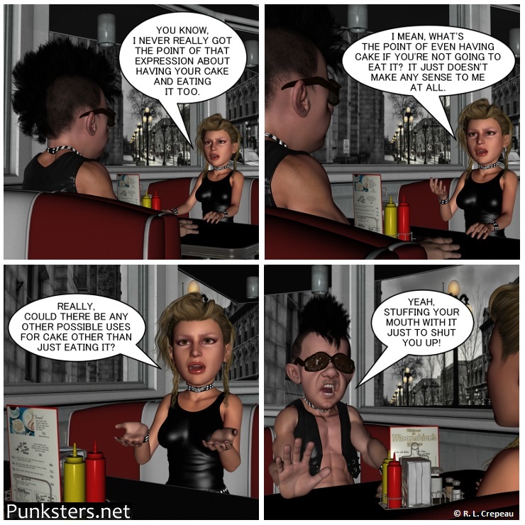 Punksters.net punk rock comic strip # 339 cake and eat it comic strip