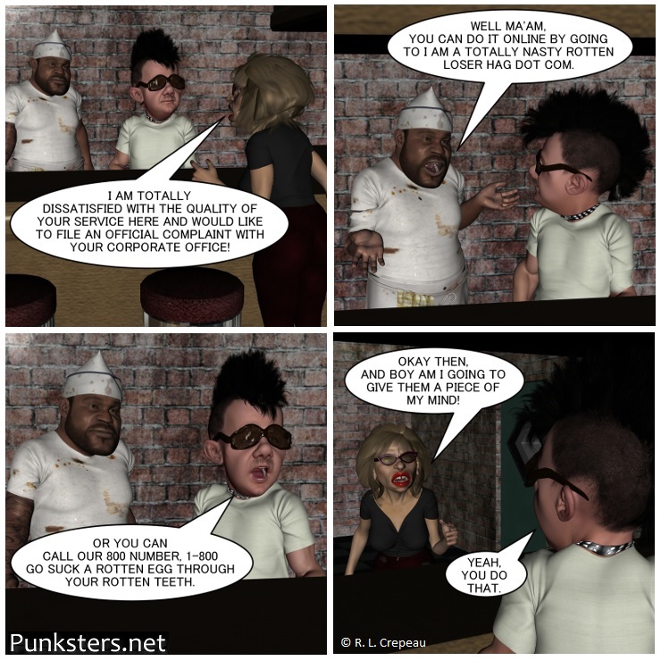 Punksters.net punk rock comic strip # 368 complain to corporate office comic strip